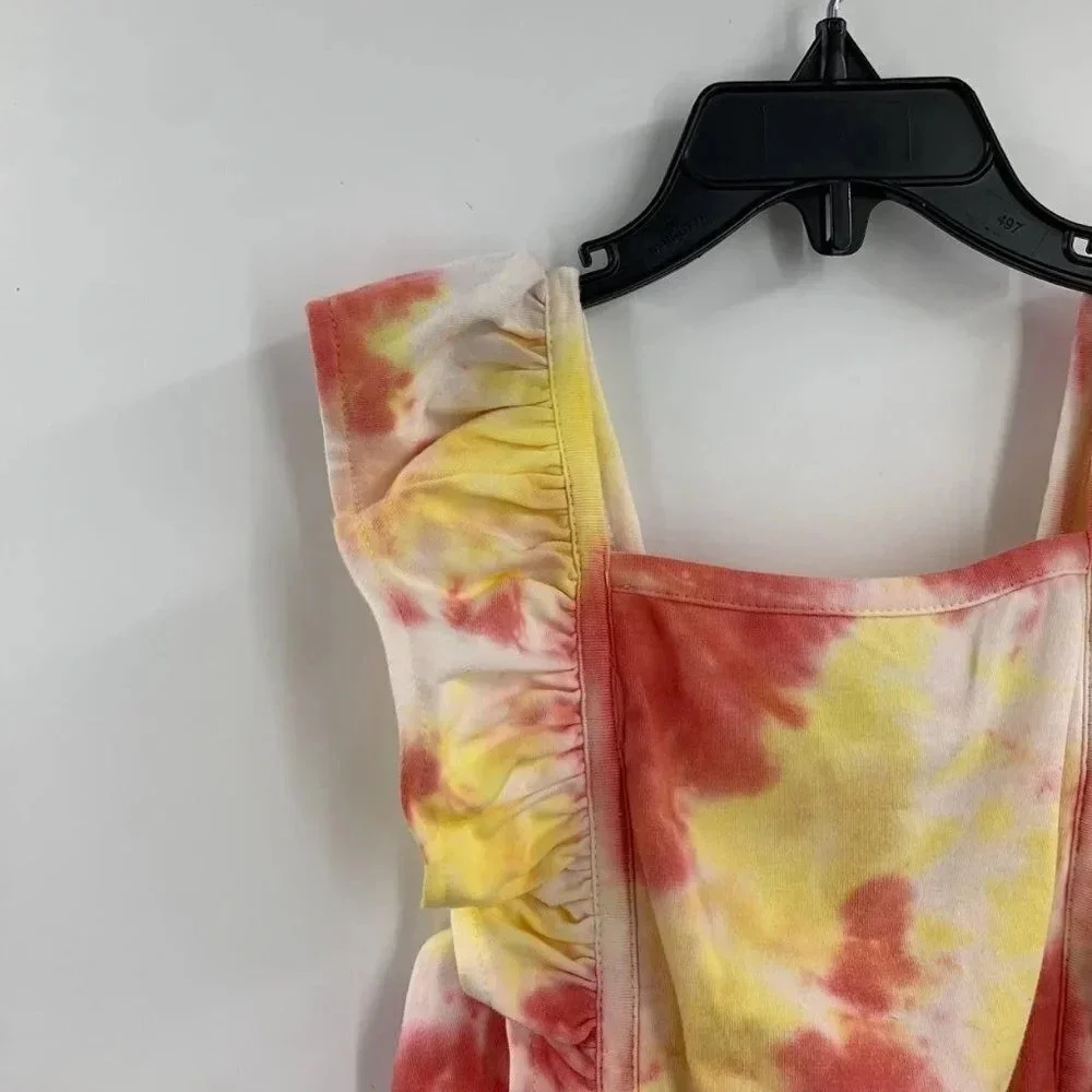 Tucker + Tate Kids' Tie Dye Romper In‎ Pink- Yellow Tie Dye Size 6 NWT